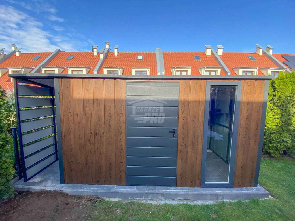 Schowek - Domek Ogrodowy 3,5x2m + wiata 0,7m  Drzwi  okno dach GP553 Toruń - zdjęcie 4