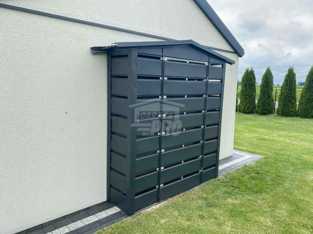 Wiata śmietnikowa 1,5x0,5m antracyt - dach dwuspadowy GP570 Rawa Mazowiecka - zdjęcie 3