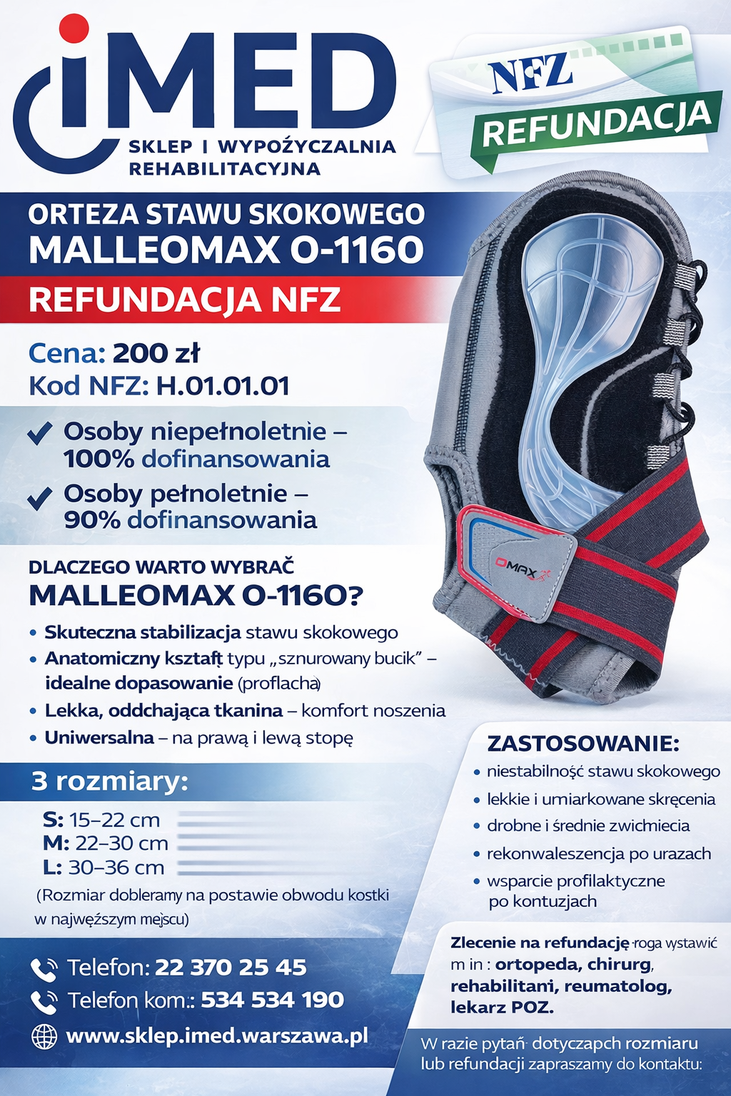 ORTEZA STAWU SKOKOWEGO MALLEOMAX O-1160 – REFUNDACJA NFZ Bemowo - zdjęcie 1