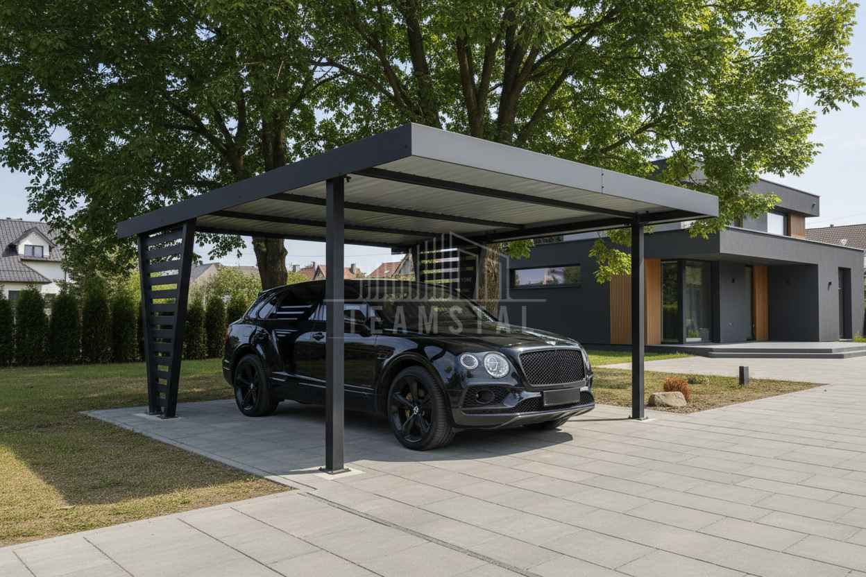 Carport V PREMIUM 4,5x5m Wypełnienie panelami Wiata samochodowa TS1257 Elbląg - zdjęcie 3