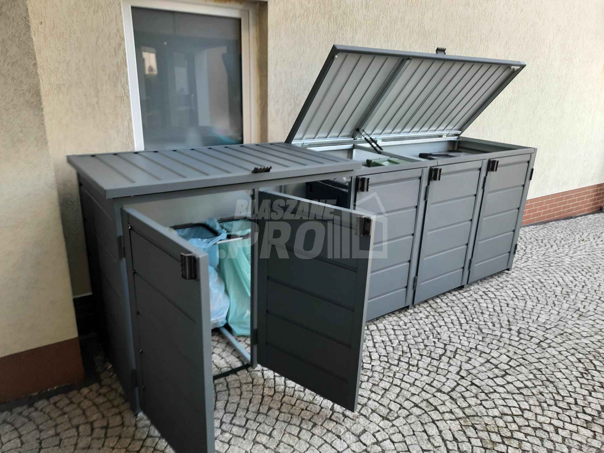 Zabudowa koszy na śmieci wiata śmietnikowa 345x80x120 cm 5x240L GP332 Cieszyn - zdjęcie 3