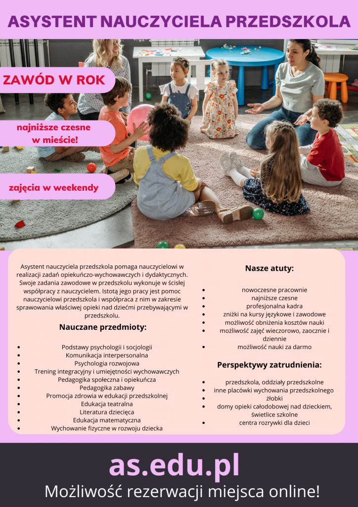 Kurs roczny Asystent Nauczyciela Przedszkola Suwałki - zdjęcie 1