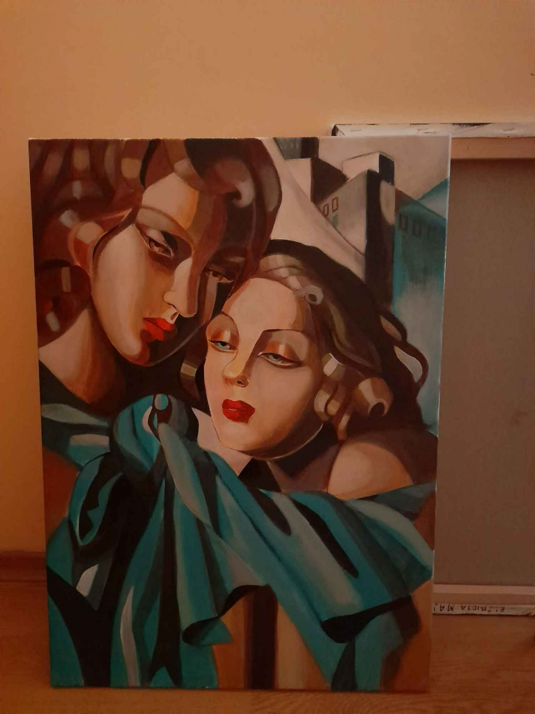 Sprzedam obraz malowany ręcznie - Tamara Łempicka - Dziewczyny Nowa Huta - zdjęcie 3