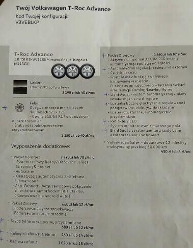 VOLKSWAGEN T-ROC Advance 07.2021. Pierwszy właściciel Łódź - zdjęcie 11