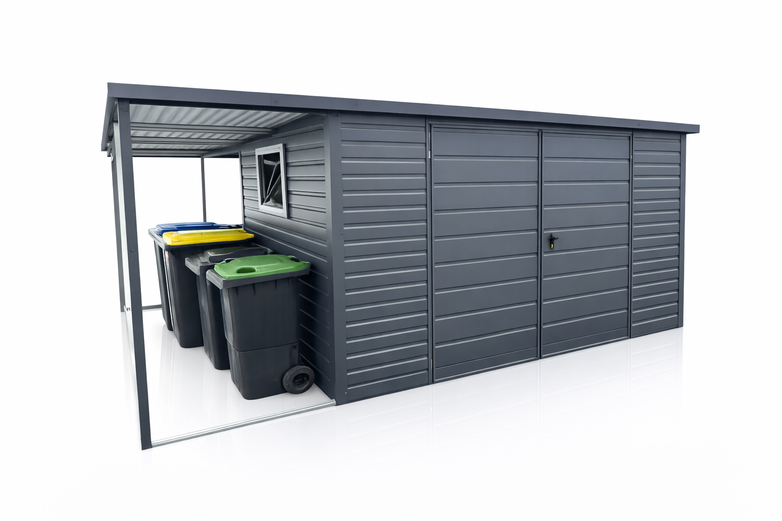 Garaż Blaszany 5,5 × 4,5 m z Wiatami Nowoczesny Schowek Grafit MAT Toruń - zdjęcie 1