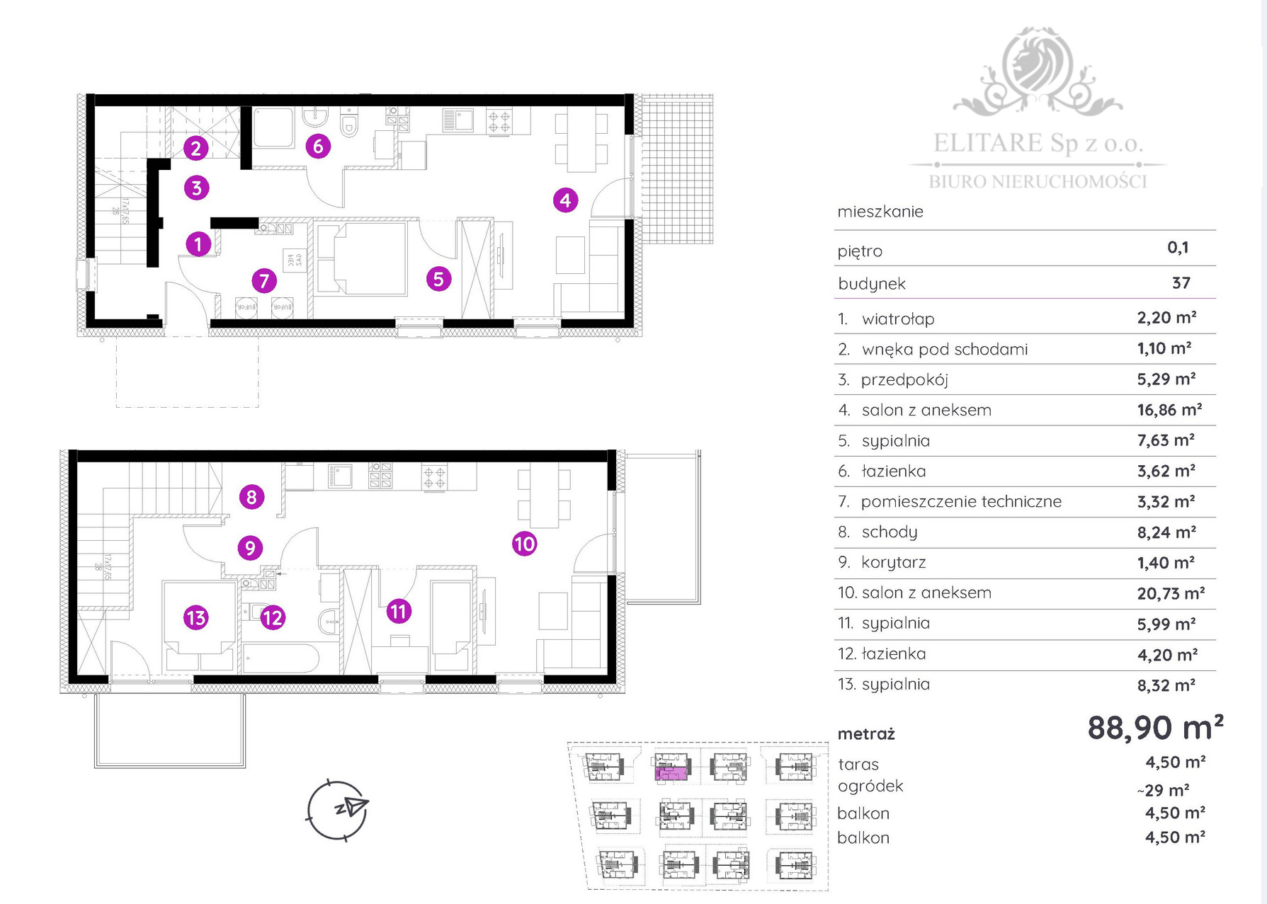 Mieszkanie dwupoziomowe 5 pokojowe 88,90 z tarasem i ogrodem /Brochów Wrocław - zdjęcie 6