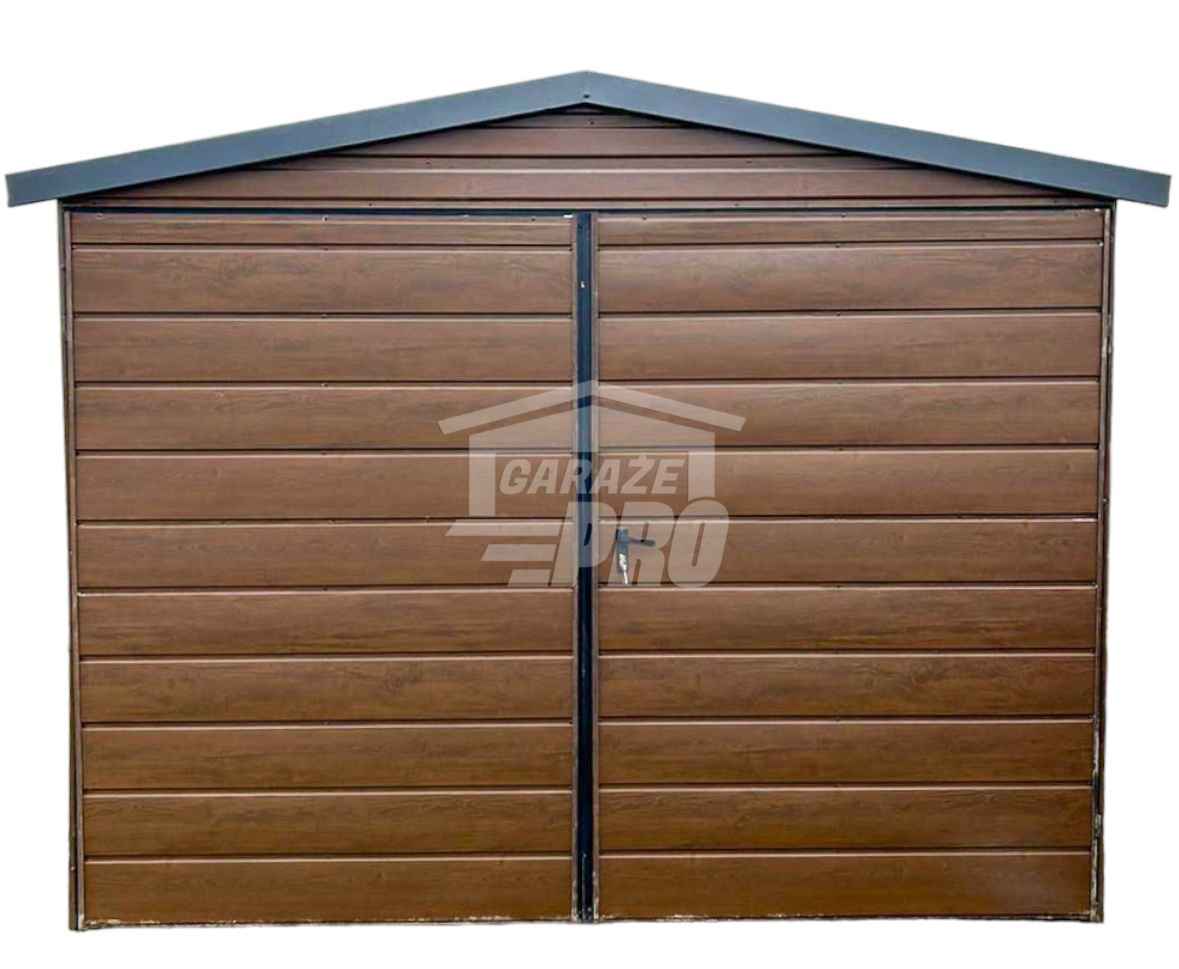 Garaż Blaszany 3x6 - Brama dwuskrzydłowy  drewnopodobny GP250 Konin - zdjęcie 1