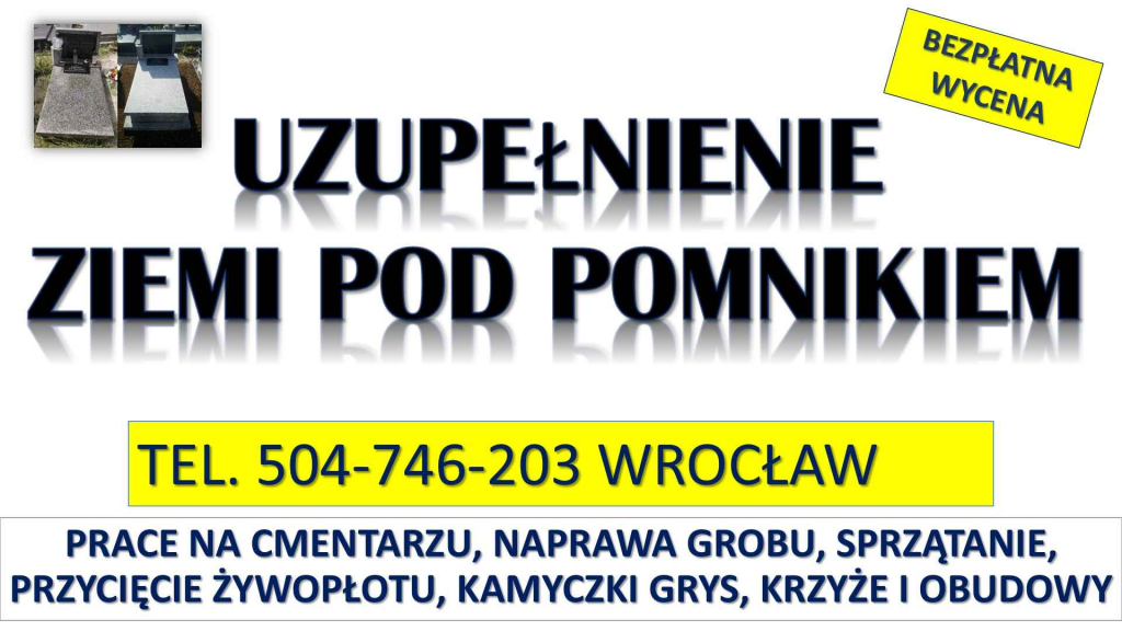 Uzupełnienie ziemi przy grobie, tel. 504-746-203, Cmentarz Wrocław Psie Pole - zdjęcie 1