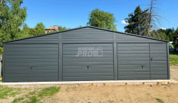 Garaż blaszany 9x6m - 3x Brama - drzwi Antracyt Dach dwuspadowy GP556 Iława - zdjęcie 2