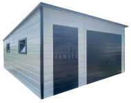 Garaż blaszany 5,5x6 m - brama uchylna - drzwi - 3x okno dach TS1303