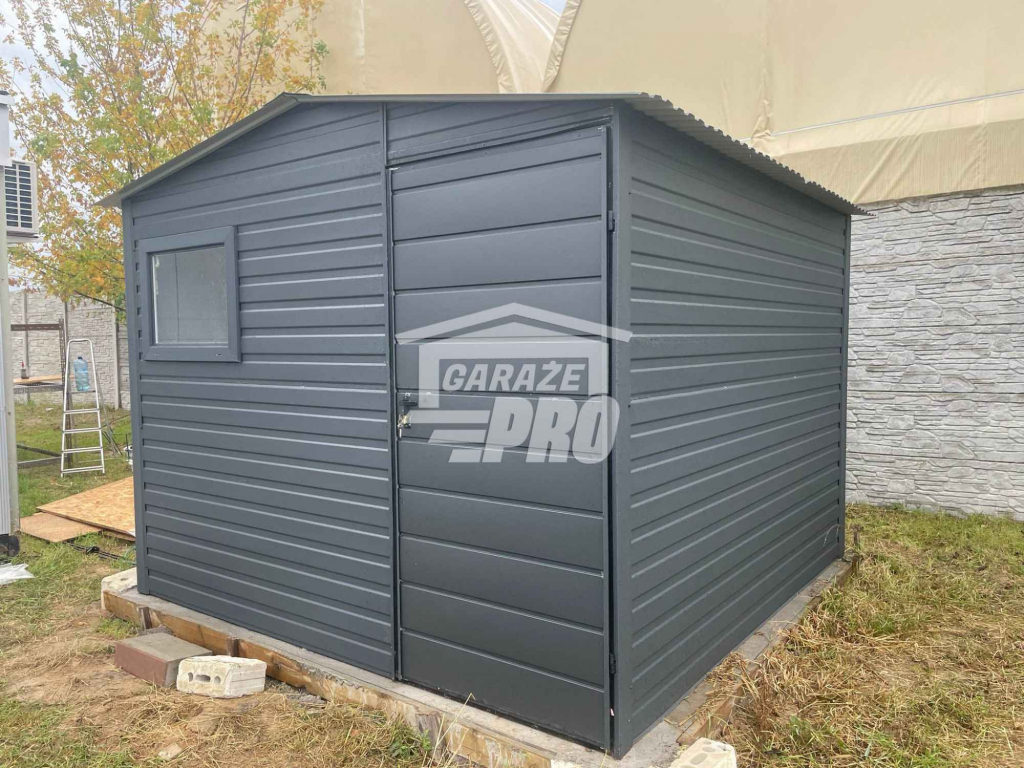 Domek Ogrodowy 3x3 Drzwi Okno Dach dwuspadowy Antracyt GP228 Września - zdjęcie 6