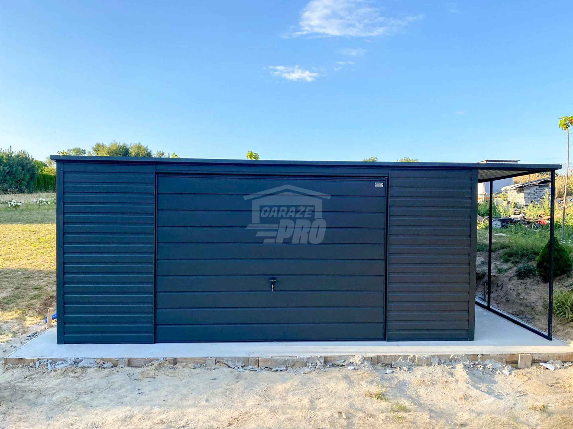 Garaż blaszany 5x6m - wiata 1m - brama - antracyt - dach GP655 Grudziądz - zdjęcie 4