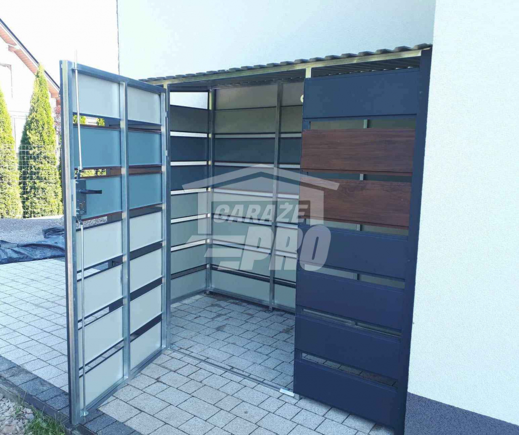 Wiata śmietnikowa spad tył 3x0,7m antracyt + drewnopodobny GP288 Gdynia - zdjęcie 3