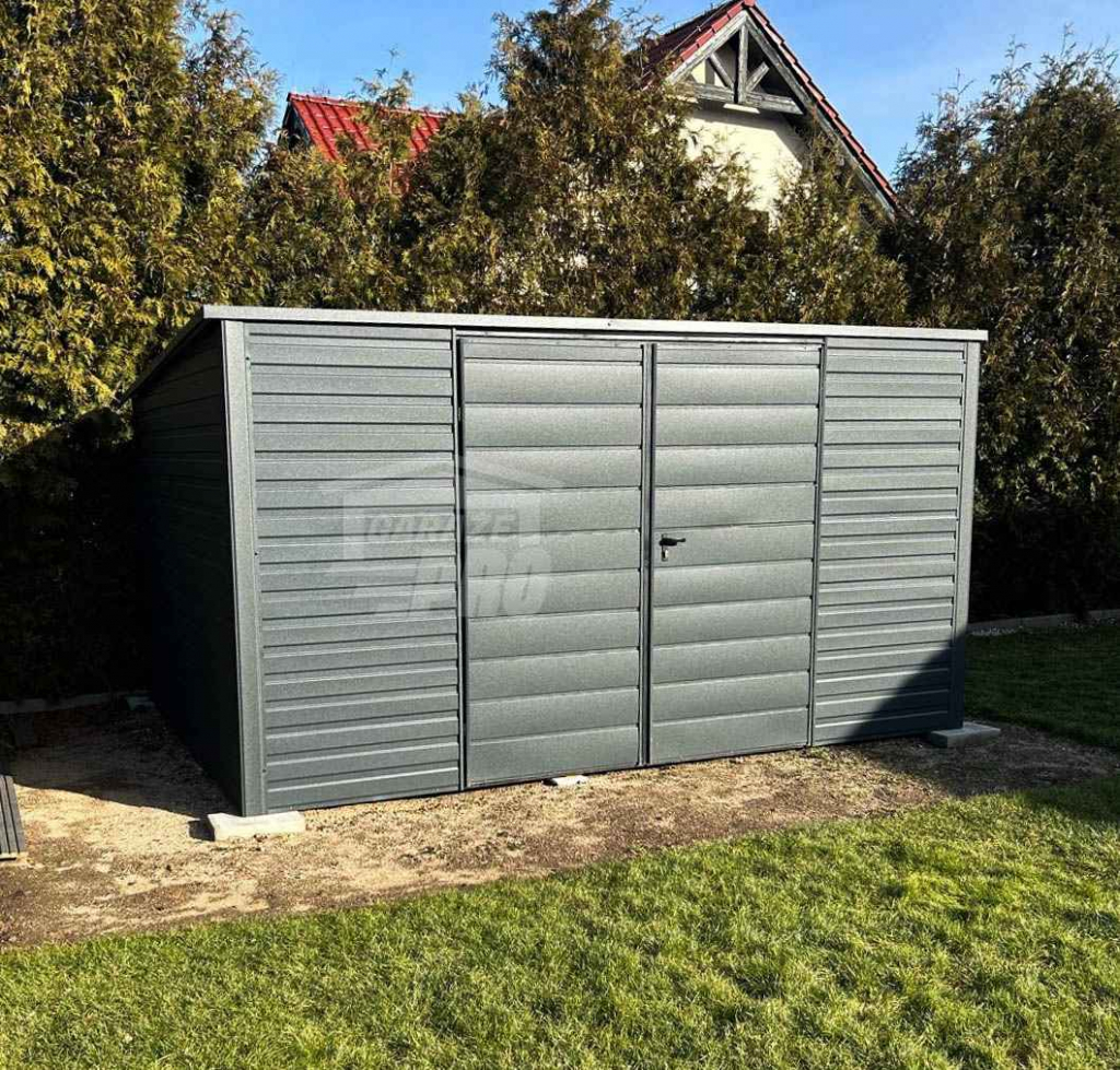 Domek Ogrodowy - Schowek 4 x 2,5 Brama Antracyt dach Spad w tył GP261 Miastko - zdjęcie 3