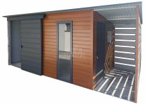 Schowek domek ogrodowy 4,4x2,5m + wiata 1,1x2,5m drzwi okno TS1165