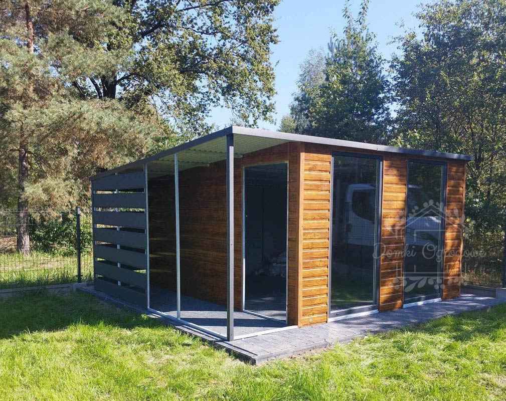 SCHOWEK DOMEK OGRODOWY 3m x 4m wiata 1m spad w tył j. orzech ID421 3x4 Kalisz - zdjęcie 3