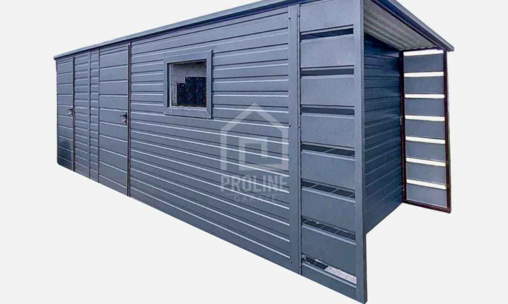 Schowek Domek Ogrodowy 5x2m +Wiata0,5m 2x Drzwi Okno spad w tył PLG158 Nowogard - zdjęcie 1