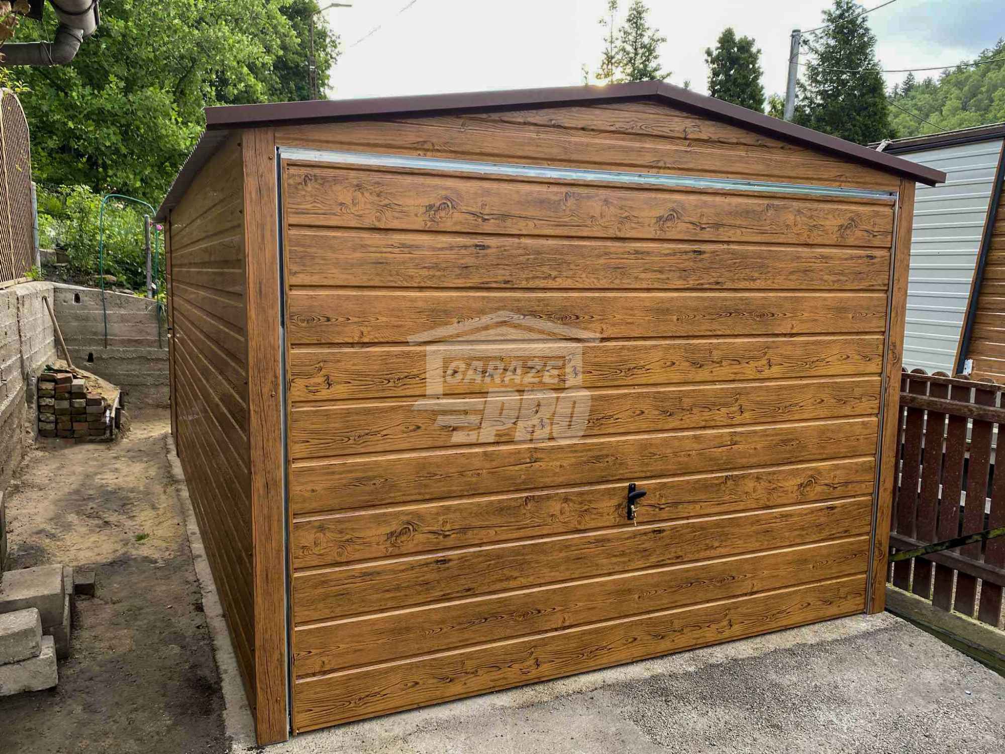 Garaż blaszany 3x5m - Brama uchylna  drewnopodobny  dach GP563 Turek - zdjęcie 2