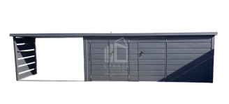 Schowek ogrodowy 4,5x1,3 m + wiata 2,5 m - brama drzwi  dach ID1295