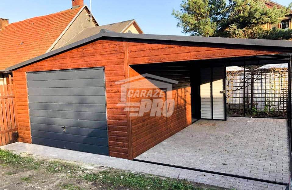 Garaż blaszany 4x6 + wiata 3m drewnopodobny Dach dwuspadowy GP88 Bochnia - zdjęcie 5