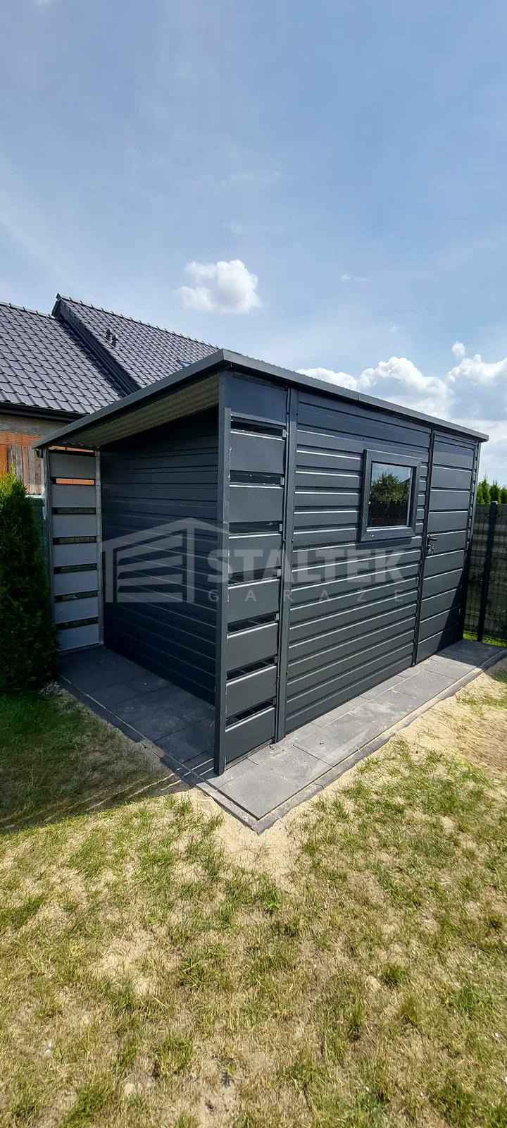 Schowek - domek ogrodowy 2,5x2,5m + wiata 0,5m drzwi okno  dach ST141 Koszalin - zdjęcie 3