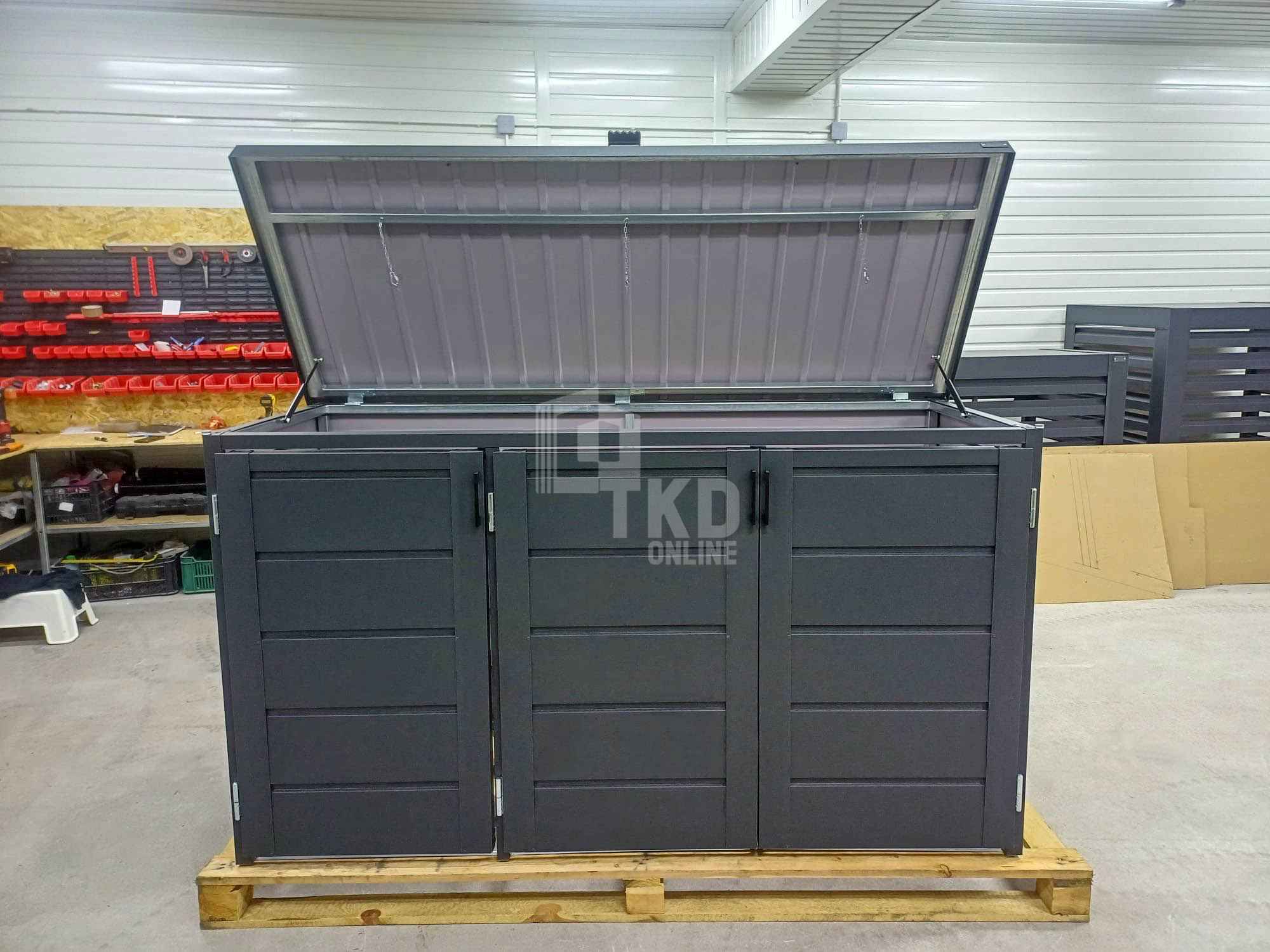 Zabudowa koszy na śmieci wiata obudowa 207x80x120 cm 3x240L TKD358 Malbork - zdjęcie 6
