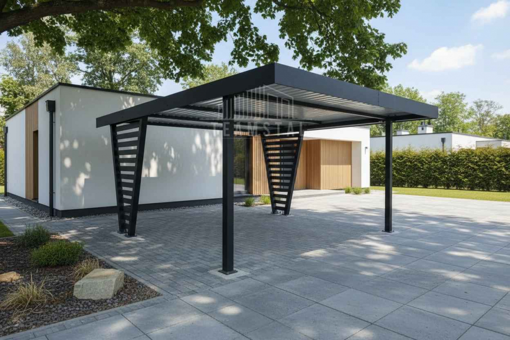 Carport V PREMIUM 4,8x5m Wypełnienie panelami Wiata samochodowa TS1258 Koszalin - zdjęcie 2