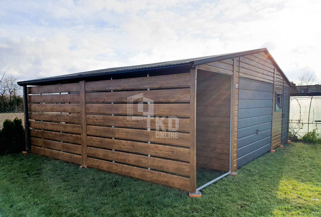 Garaż Blaszany 5x6 + wiata 1,5x6 Brama - okno drewnopodobny TKD147 Słupsk - zdjęcie 4