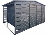 Schowek - domek ogrodowy  4x3,5 + wiata 0,5m Brama Dach GP602