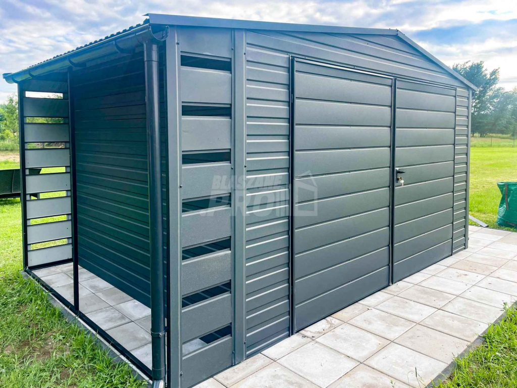 Domek ogrodowy 4x2,5m + Wiata 0,5m - Brama dwuskrzydłowa Rynny GP385 Katowice - zdjęcie 2