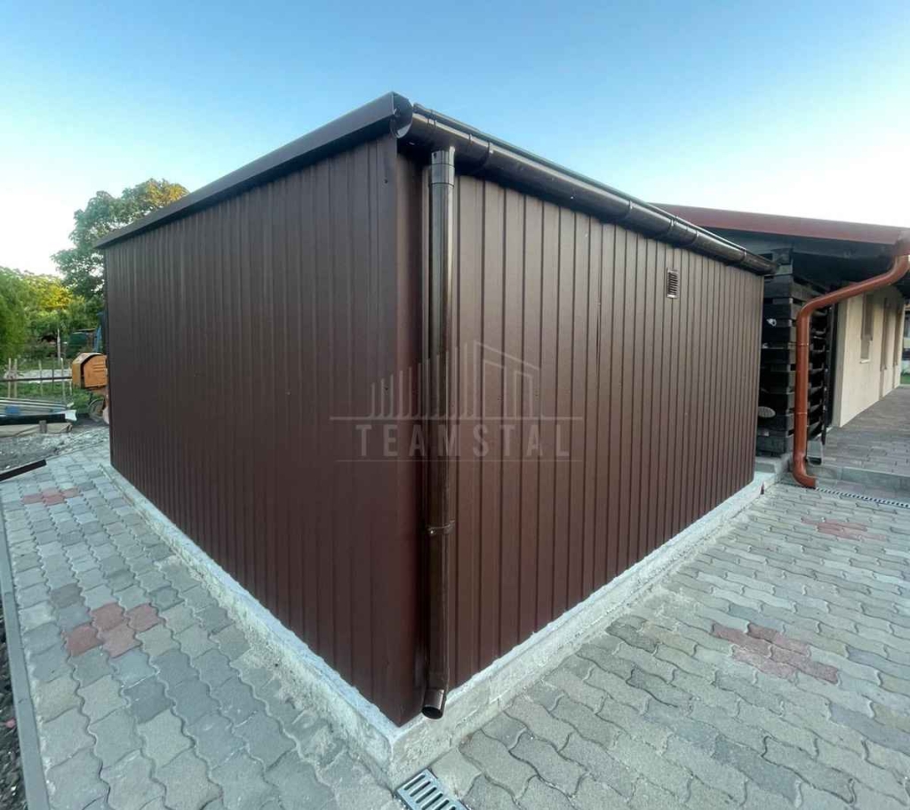 Garaż blaszany 5x5m - brama dwuskrzydłowa  dach rynna TS1307 Międzyrzecze - zdjęcie 5