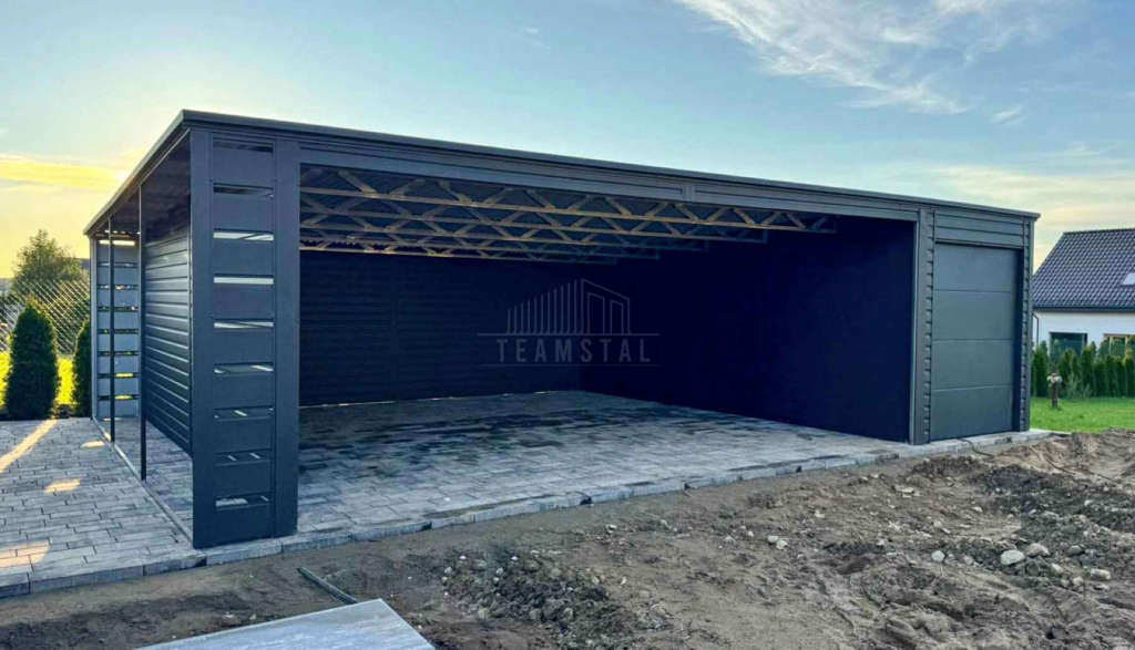 Wiata samochodowa 6x6m Garaż 2,5x6m wiata 0,5m brama dach TS1206 Wisła - zdjęcie 4