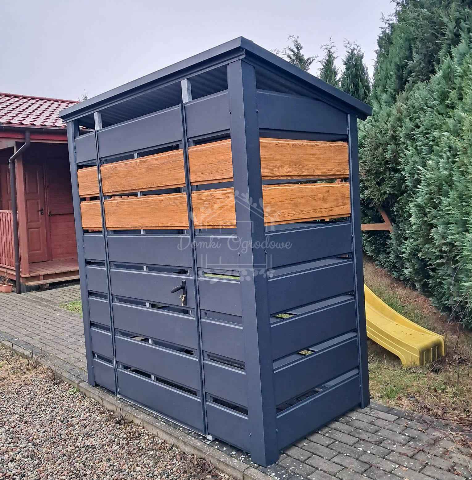 Wiata śmietnikowa 1,6x0,8m Antracyt + Schowek ogrodowy ID1025 Kalisz - zdjęcie 2