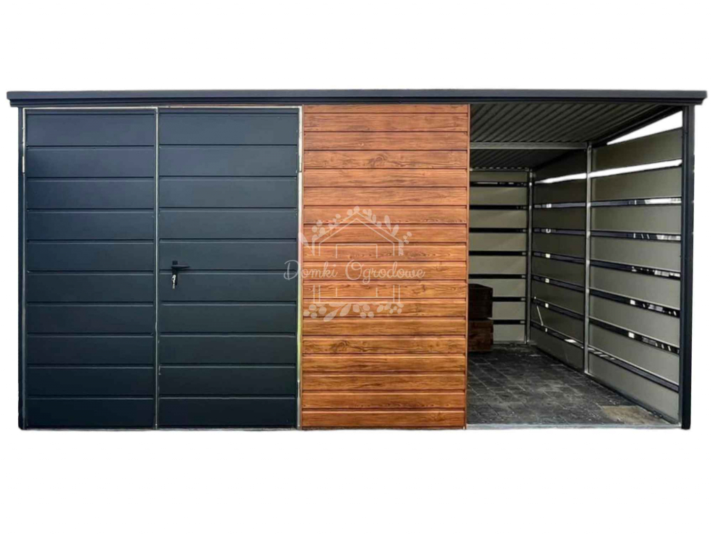 Domek Ogrodowy 3x3m + wiata 1,5x3  Antracyt Drewnopodobny   ID704 Gliwice - zdjęcie 1