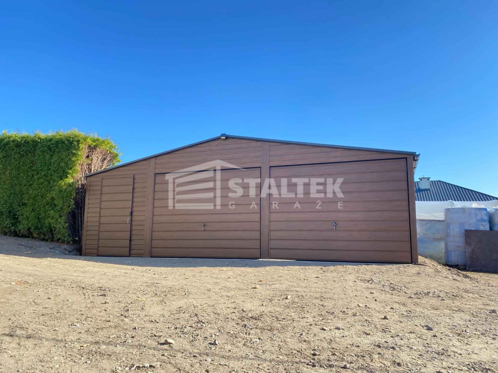 Garaż blaszany 8x6m 2x Brama drzwi 2x okno drewnopodobny Dach ST175 Łomża - zdjęcie 4