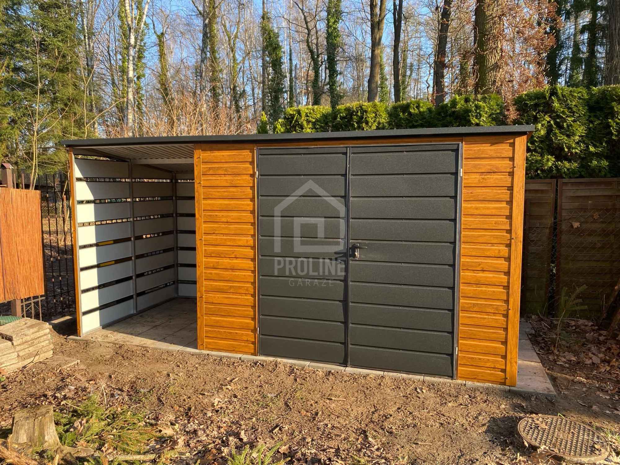 Schowek - Domek Ogrodowy 3x2m + wiata 1,5m Brama dach w tył PLG134 Stare Miasto - zdjęcie 2