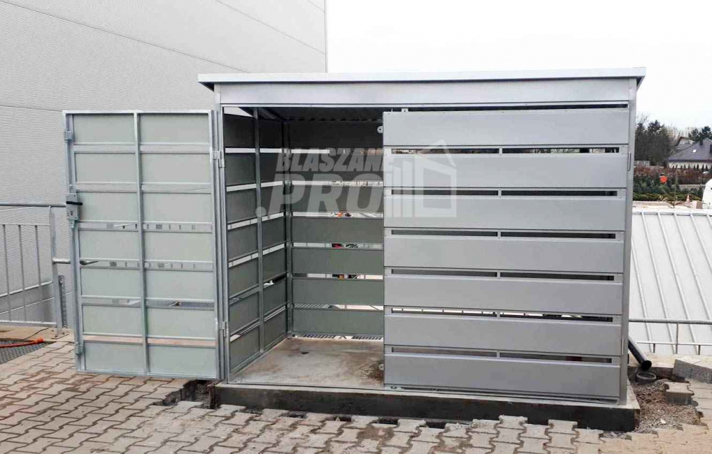 Wiata śmietnikowa spad tył 2,4x1,2m Srebrny Schowek ogrodowy GP283 Kwidzyn - zdjęcie 2