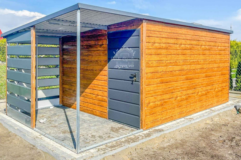 Domek Ogrodowy 4,5x3m + wiata 1,5m drewnopodobny Antracyt  ID653 Nowy Sącz - zdjęcie 3