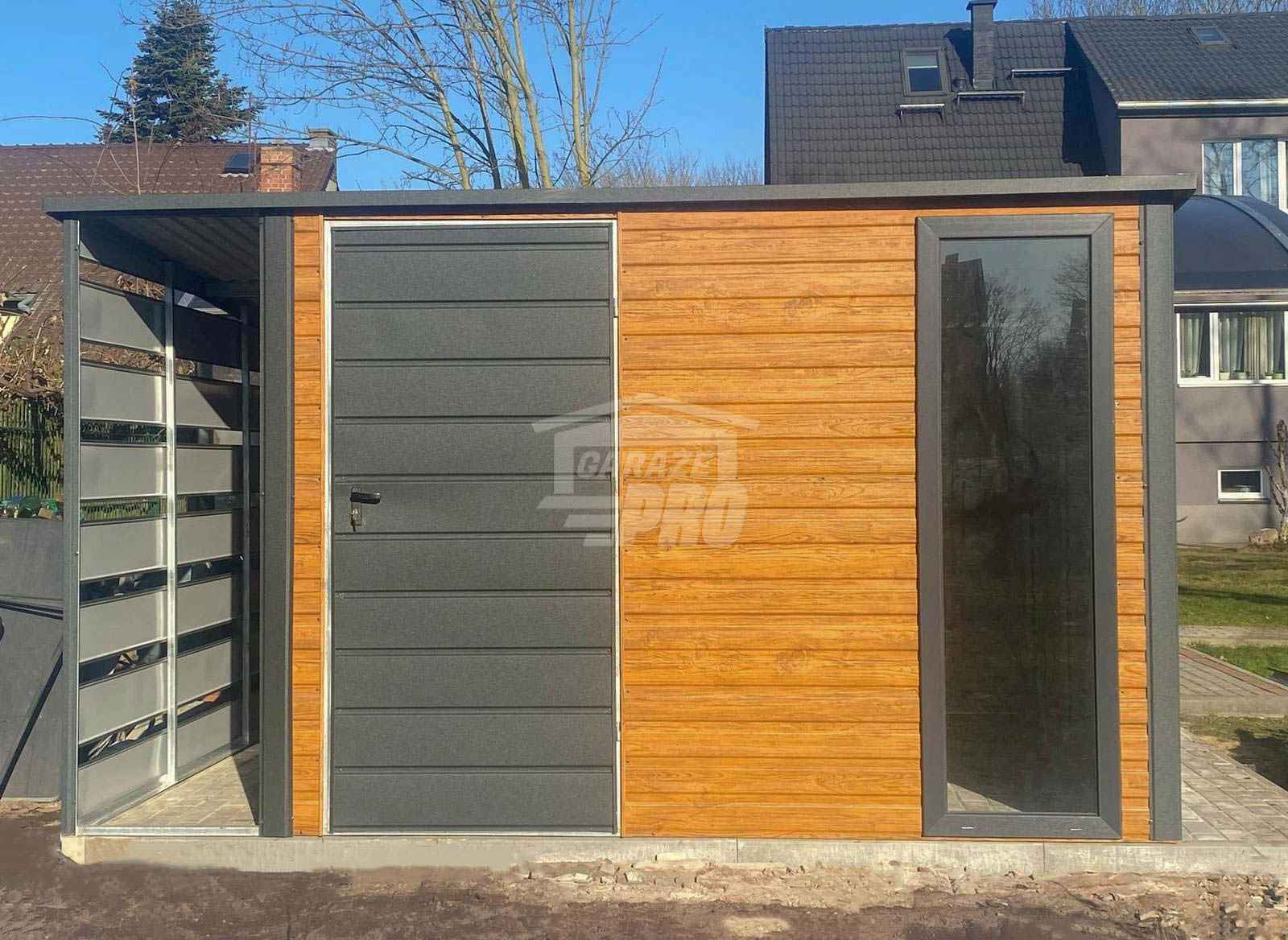 Schowek domek ogrodowy 3,5x3m + wiata 0,7m drzwi okno dach GP607 Zgorzelec - zdjęcie 4