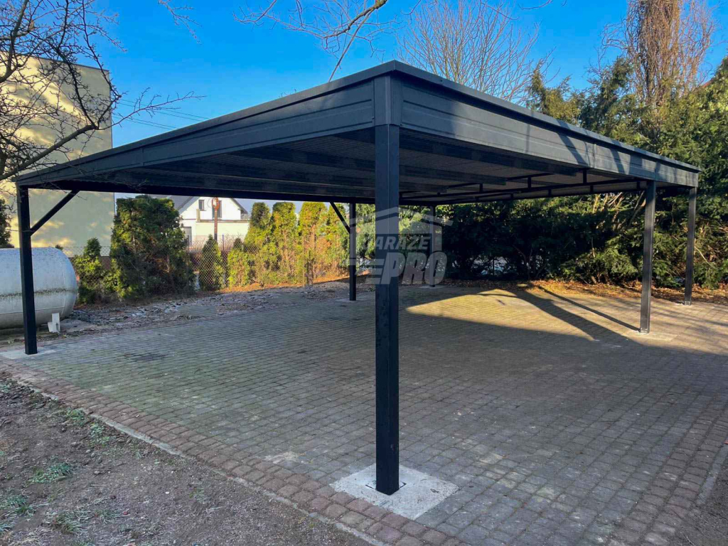 Wiata samochodowa - Carport 9x5,5m - Antracyt - dach spad w tył GP589 Nowy Sącz - zdjęcie 5