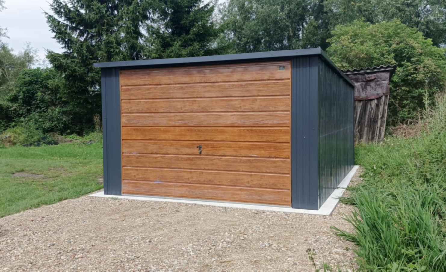Garaż blaszany 3x5 Spad na tył Grafit + Złoty Dąb Montaż gratis Kalisz - zdjęcie 2