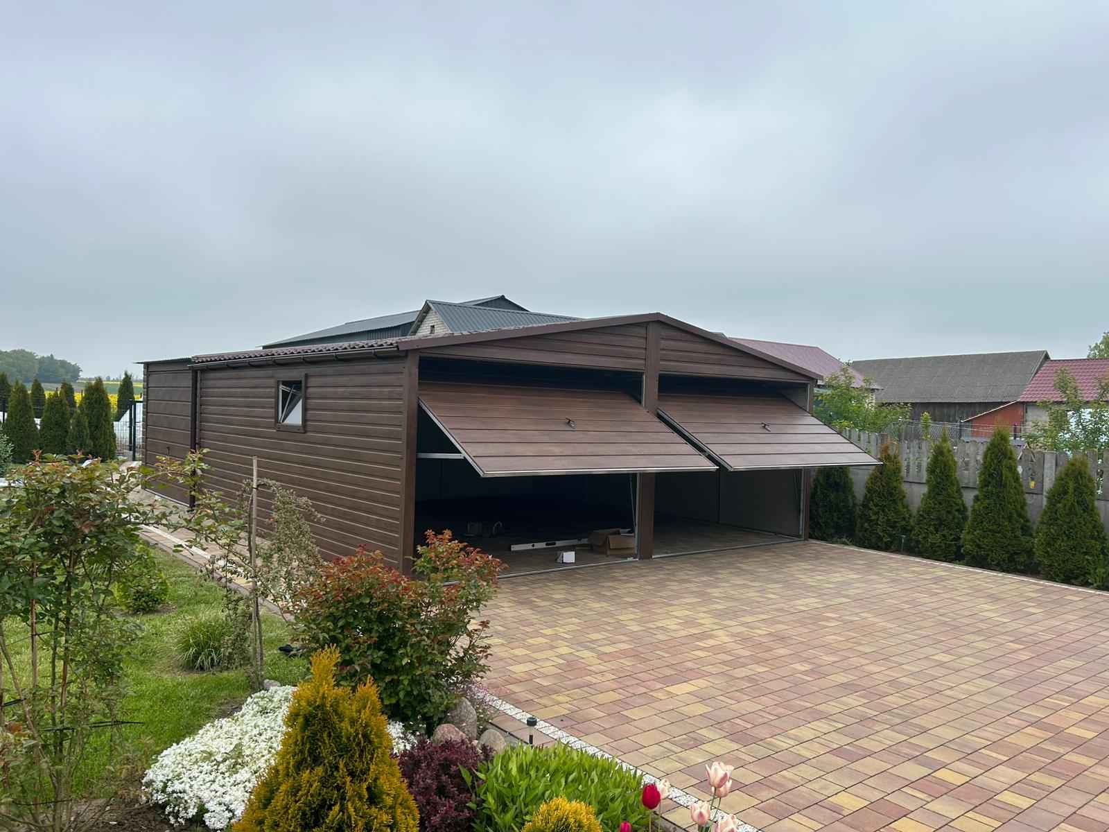 Garaż Blaszany dwustanowiskowy dwuspadowy 6x6 Ciemny Orzech PREMIUM Radom - zdjęcie 4