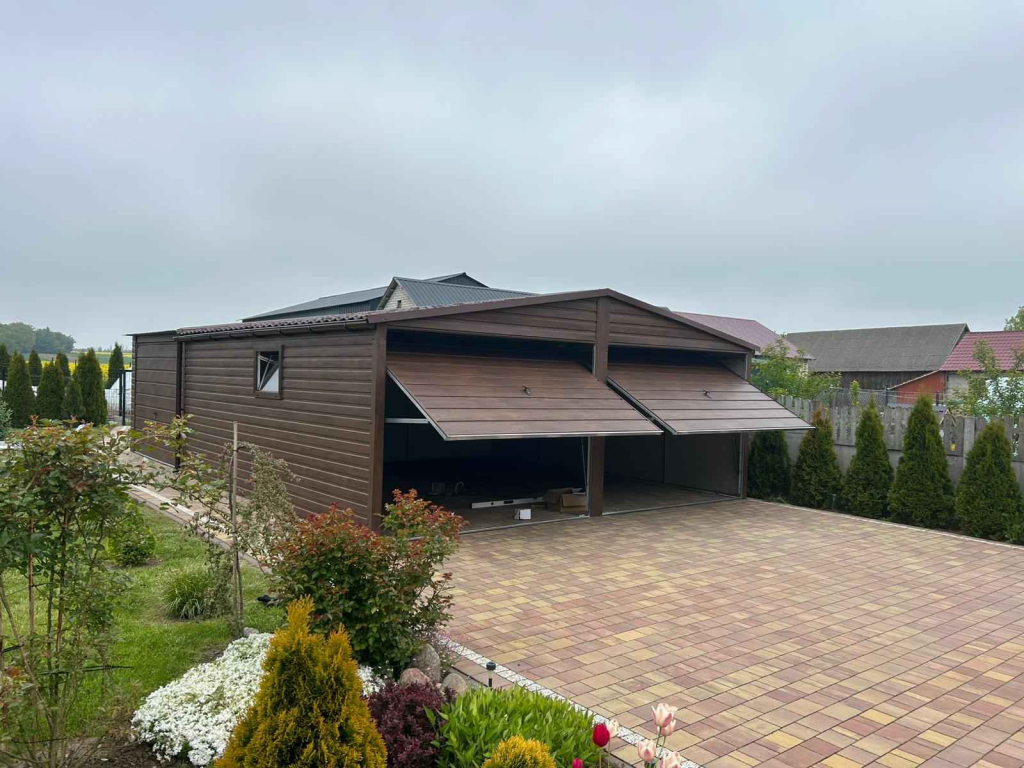 Garaż Blaszany dwustanowiskowy dwuspadowy 6x6 Ciemny Orzech PREMIUM Radom - zdjęcie 4