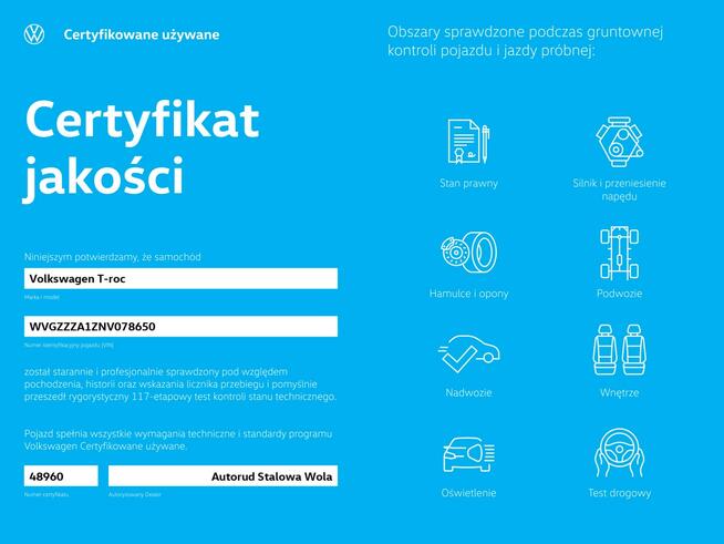 T-ROC 1.5 TSI 150KM Advance LED I właściciel HAK holowniczy Polski Sal Stalowa Wola - zdjęcie 9