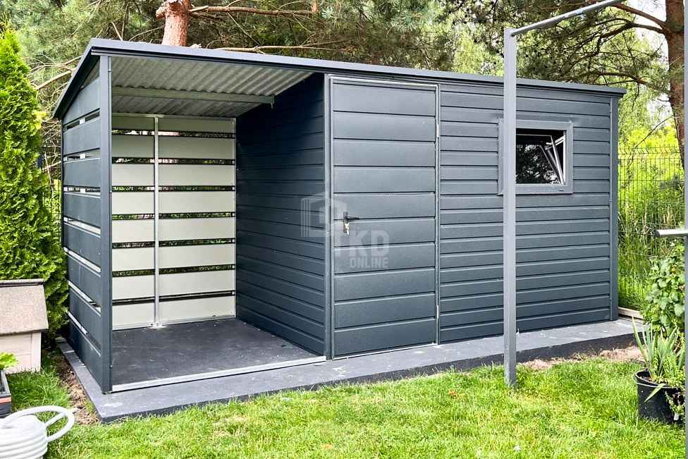 Schowek - Domek Ogrodowy 3x2,5m + wiata 1,5m Okno Drzwi Dach TKD272 Sanok - zdjęcie 4