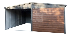 Garaż blaszany 6x6 m - 2x brama ściana działowa dach rynny GP744