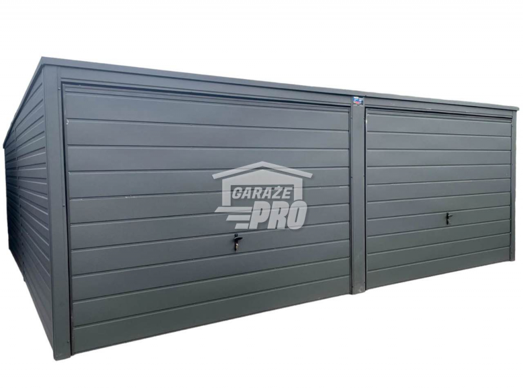 Garaż blaszany 6x6 2x Brama uchylna Antracyt Dach spad w tył GP136 Śródmieście - zdjęcie 1