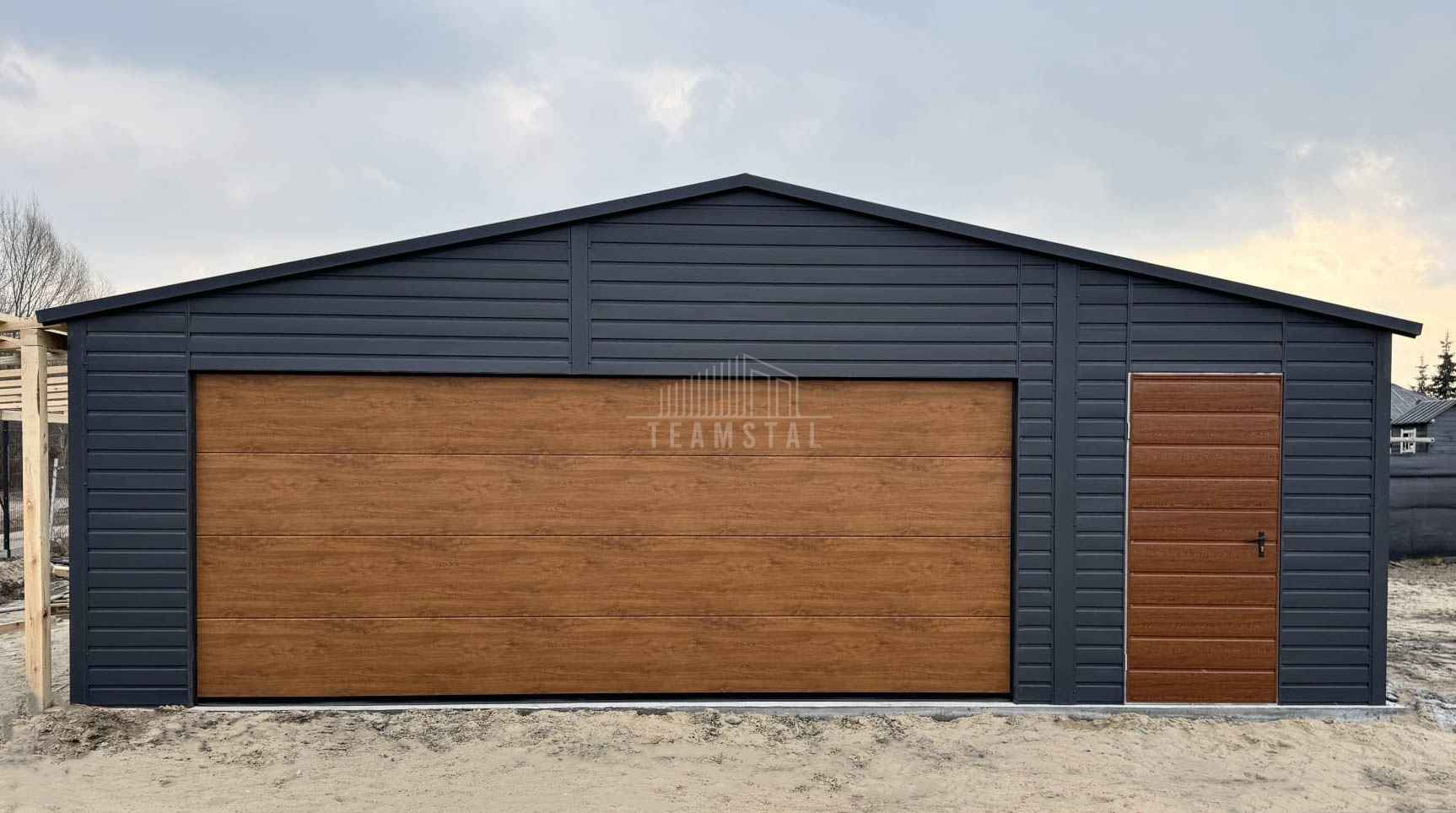 Garaż blaszany 7,5x6m Brama 2x Okno drzwi dach Blacha na Rąbek  TS1069 Płock - zdjęcie 3