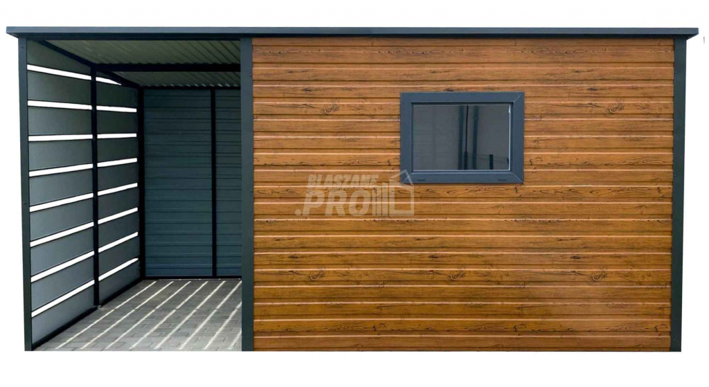 Schowek - Domek Ogrodowy 3x2m + wiata 1,5m  jasny orzech  GP548 Bydgoszcz - zdjęcie 1