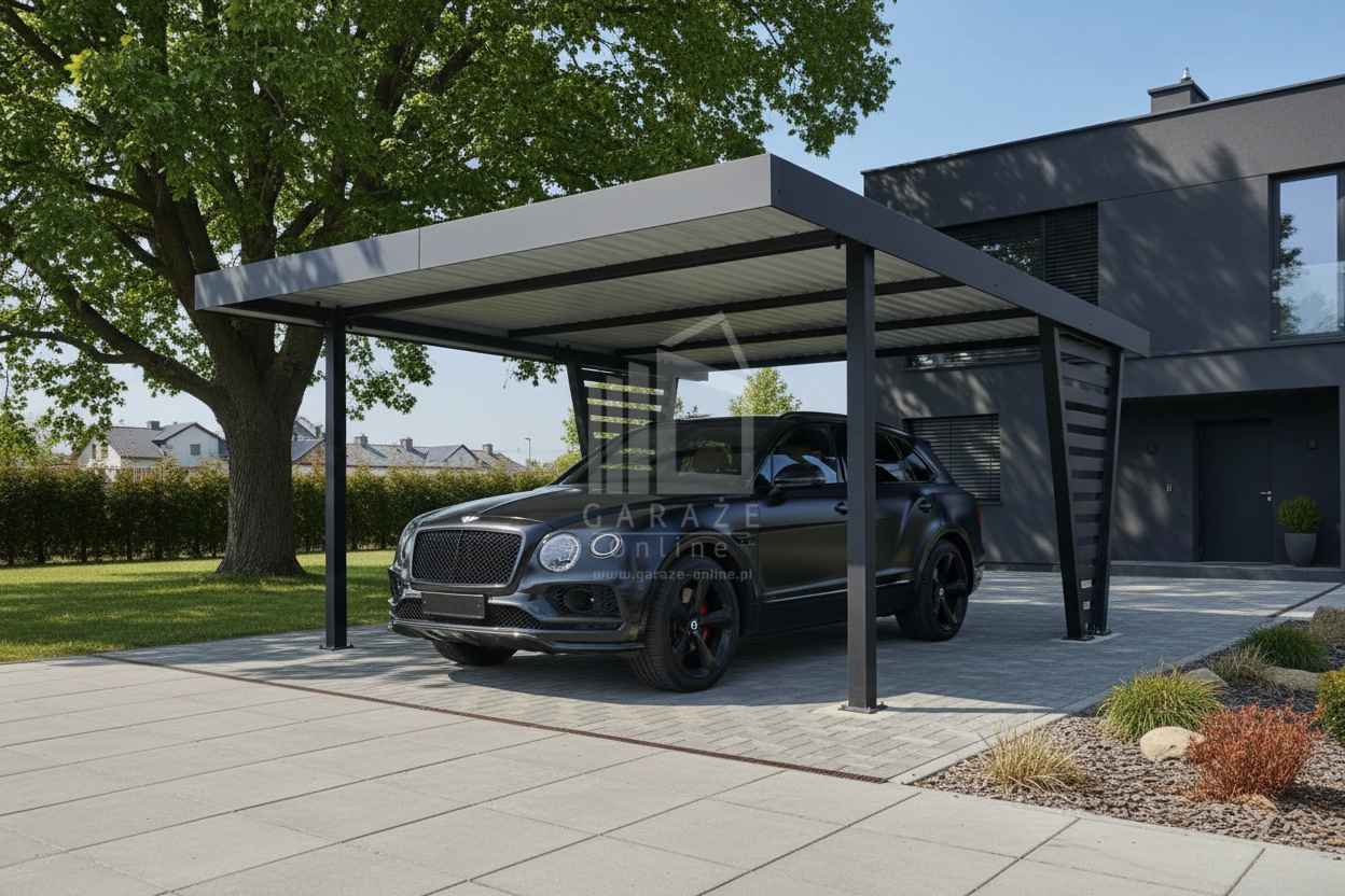 Carport V PREMIUM 5x5m - Wypełnienie panelami Wiata samochodowa ID1196 Śródmieście - zdjęcie 2